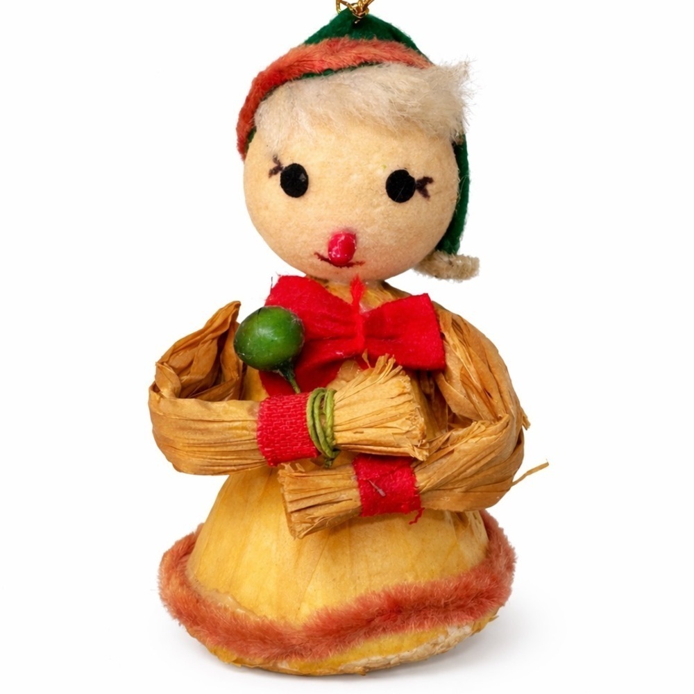 Vintage Felt and Straw Doll Ornament